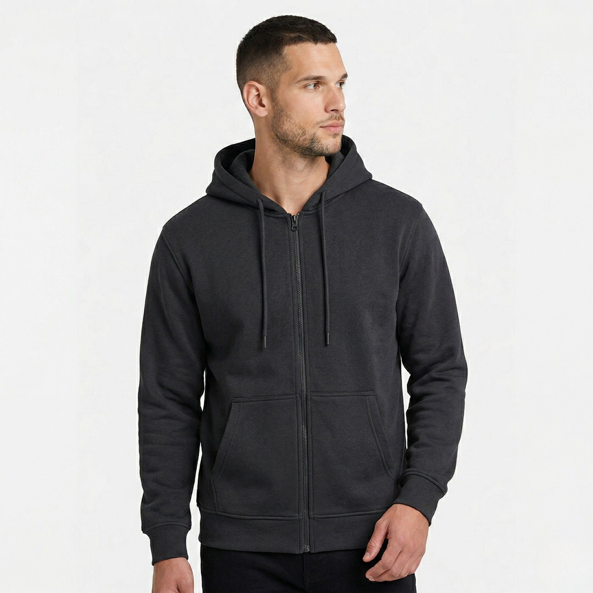 Men's Full-Zip Hoodie Drawstring with Kangaroo Pockets Regular Fit