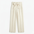 Women's Linen Trousers Tie-Belt Wide-Leg Fit