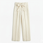 Women's Linen Trousers Tie-Belt Wide-Leg Fit