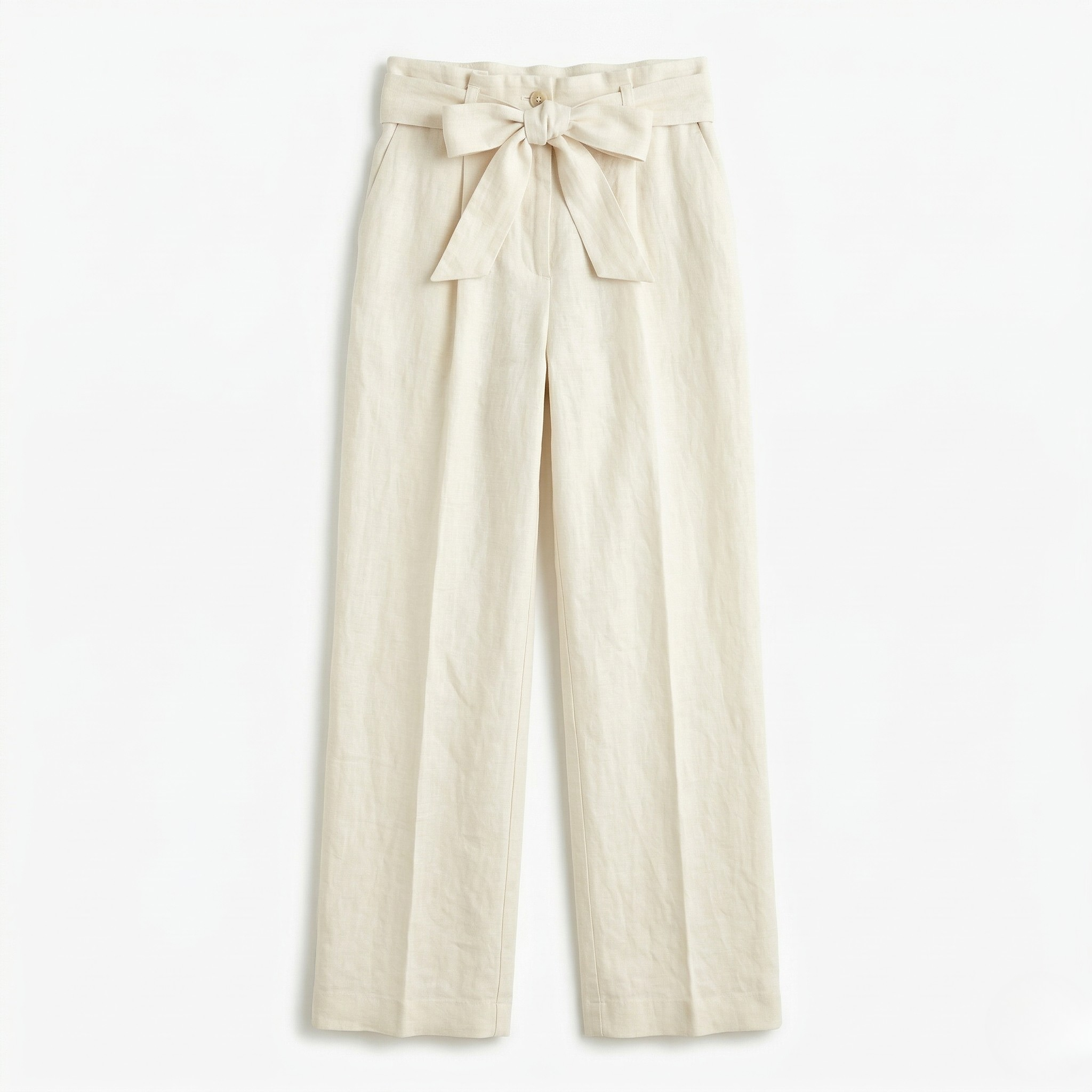 Women's Linen Trousers Tie-Belt Wide-Leg Fit