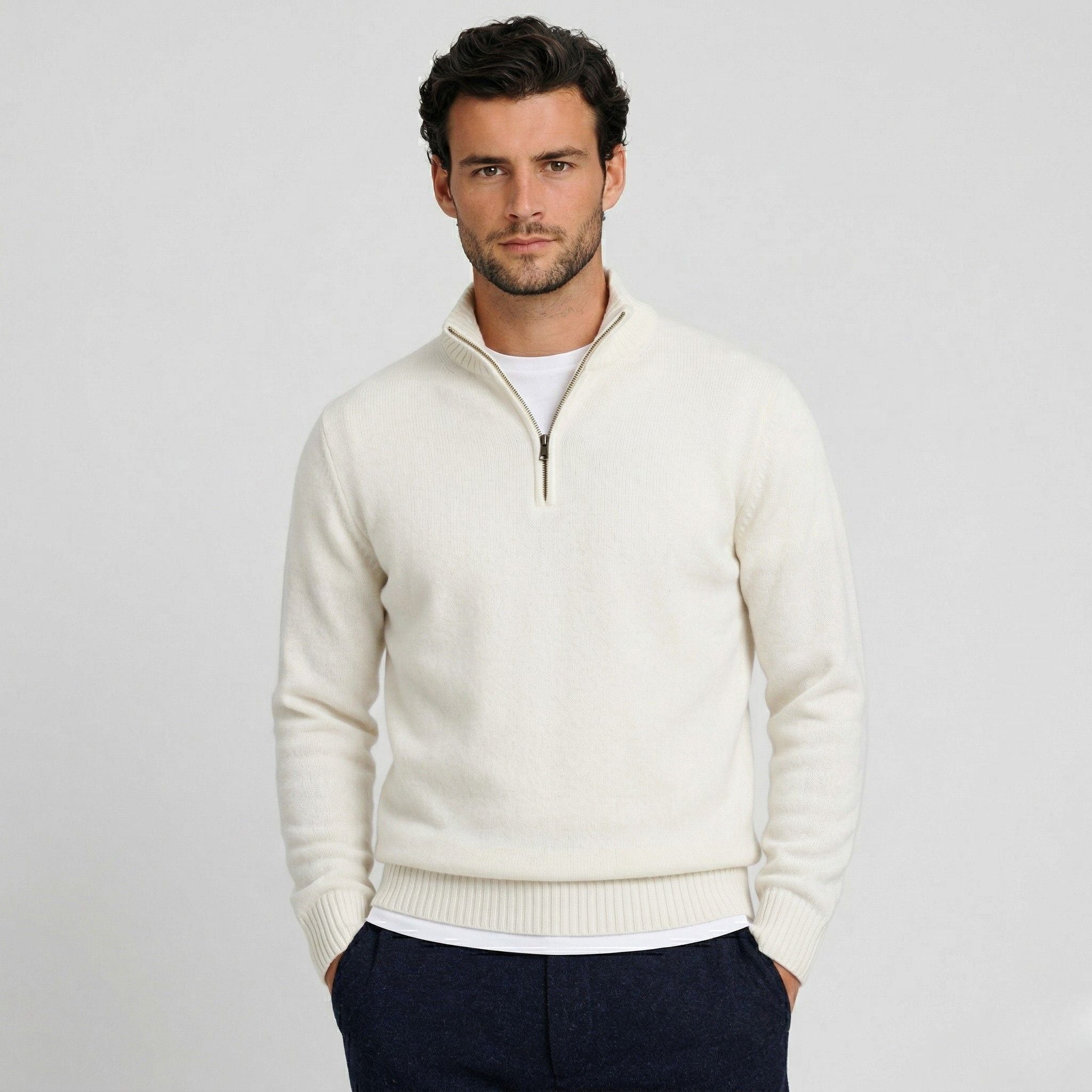 Men’s Zip Up Jumper Comfortable Knit for Daily Wear