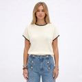 Women's Knit Jumper Short Sleeve Crew Neck Relaxed Fit