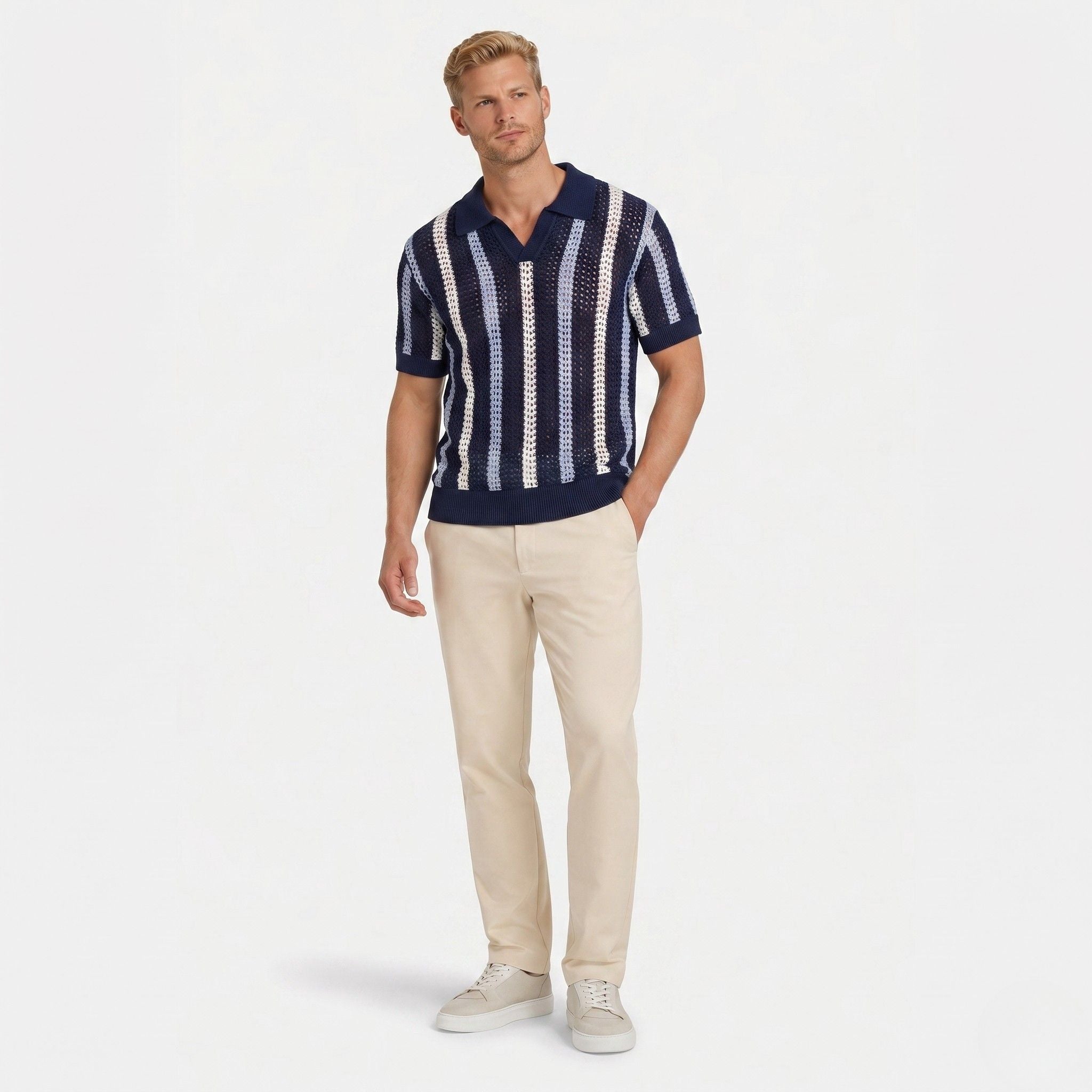 Monterelle | Men’s Knit Polo Jumper Breathable Cotton Smart Casual Outfit