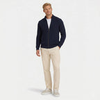 Men's Knit Cardigan Ribbed Full-Zip Funnel Neck Regular Fit