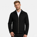 Men's Wool-Blend Harrington Jacket Full-Zip Point Collar Regular Fit