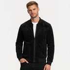 Men's Zip Bomber Jacket Ribbed Collar Regular Fit