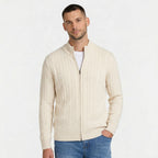 Men's Knit Jumper Cardigan Full-Zip Cable Regular Fit