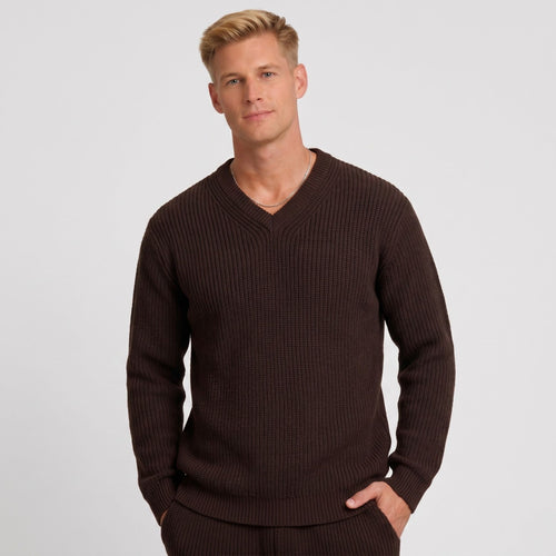 Men's Jumper V-Neck Ribbed Regular Fit