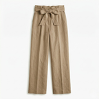 Women's Linen Trousers Tie-Belt Wide-Leg Fit