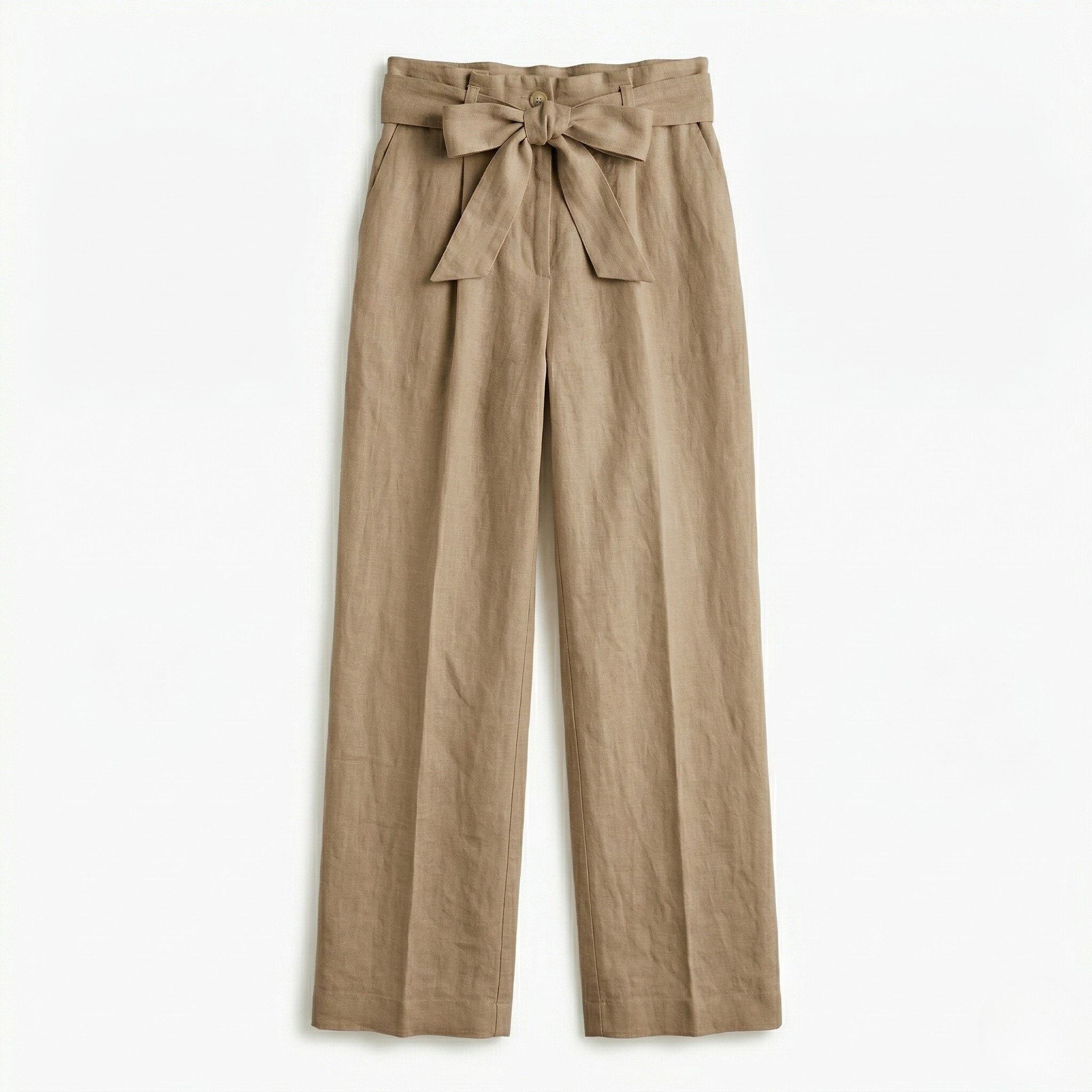 Women's Linen Trousers Tie-Belt Wide-Leg Fit