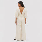 Women's Wrap Jumpsuit V-Neck Batwing Sleeve Wide Leg Relaxed Fit