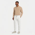 Men's Waffle Knit Trousers Elasticated Drawstring Waist Pintuck Seam Slim Fit