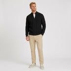 Men's Knit Cardigan Ribbed Full-Zip Funnel Neck Regular Fit