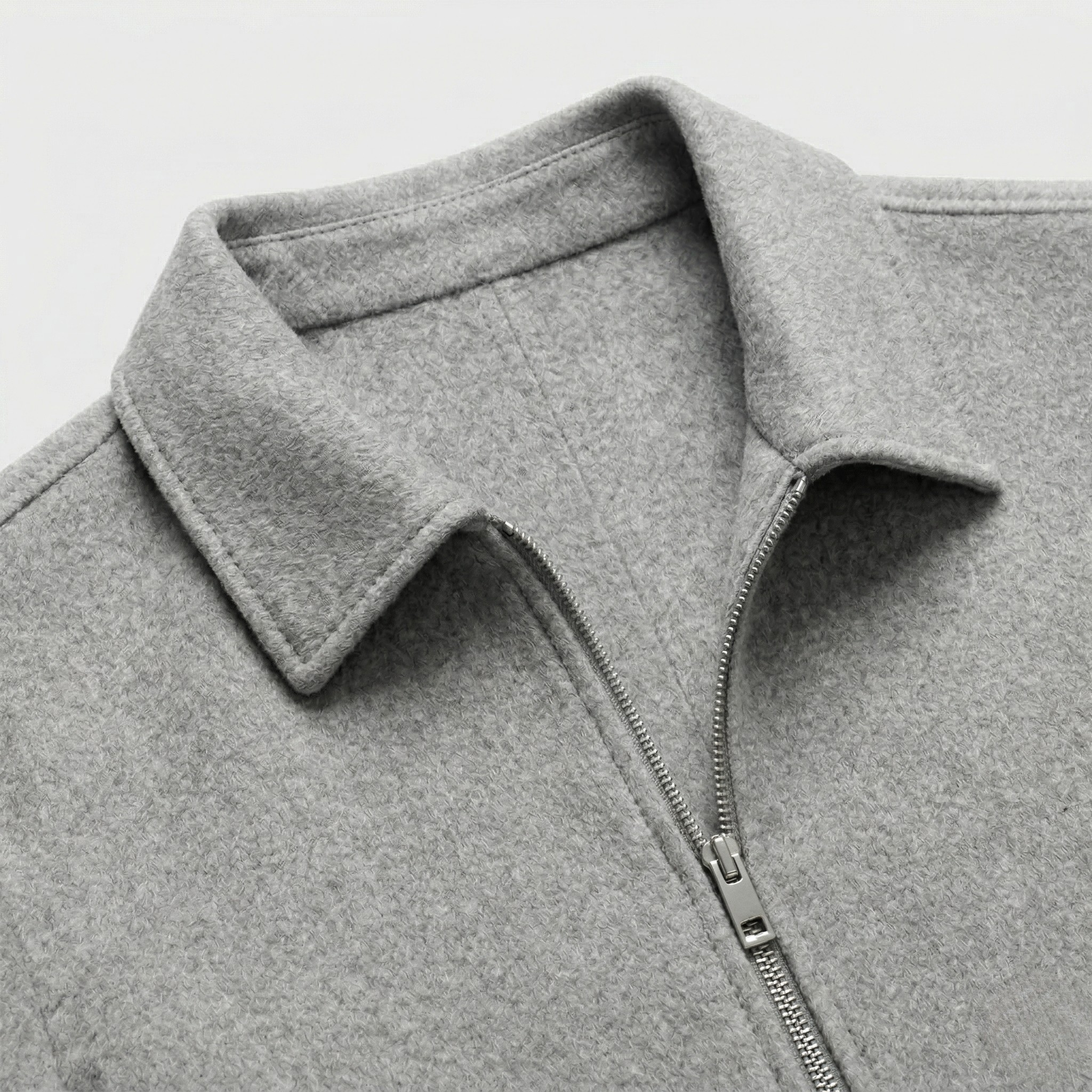 Men's Wool-Blend Harrington Jacket Full-Zip Point Collar Regular Fit