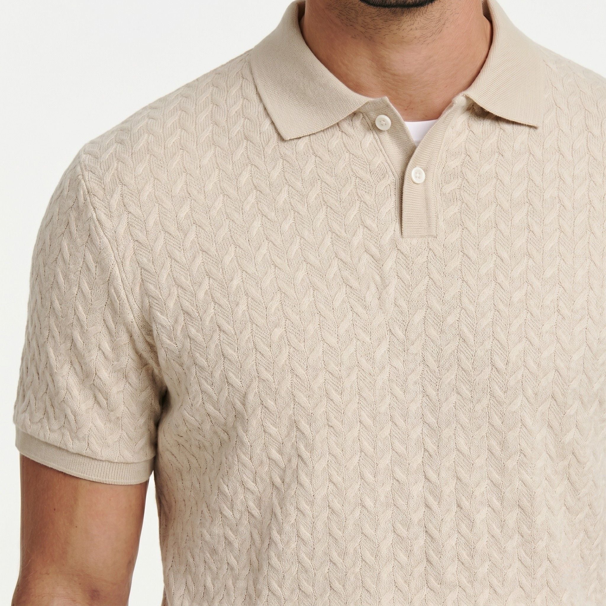 Monterelle | Men’s Textured Cotton Polo Shirt Breathable Smart Casual