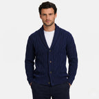 Monterelle | Men's Cable Knit Shawl Collar Cardigan Regular Fit
