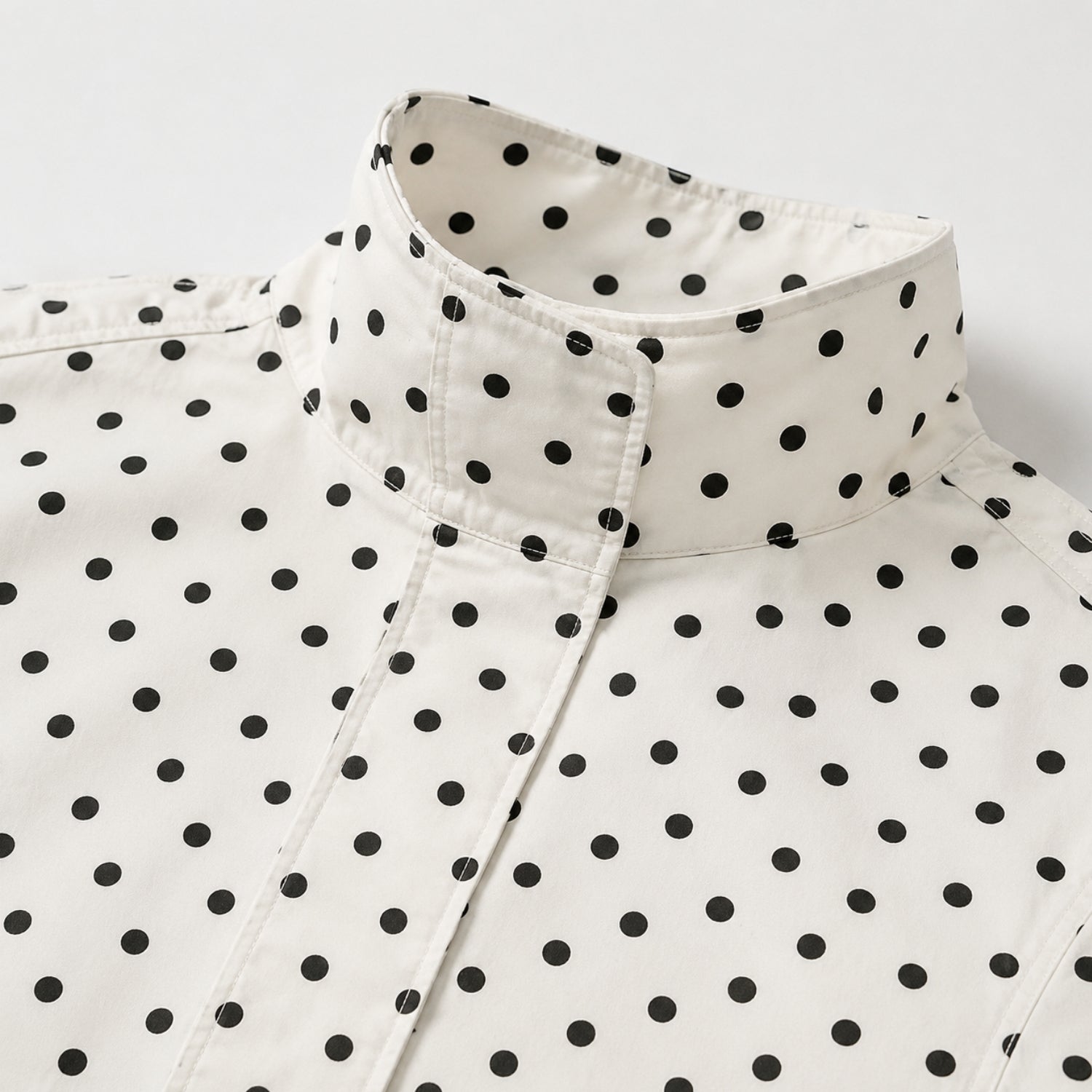 Women's Polka Dot Jacket Funnel Neck Cropped Fit