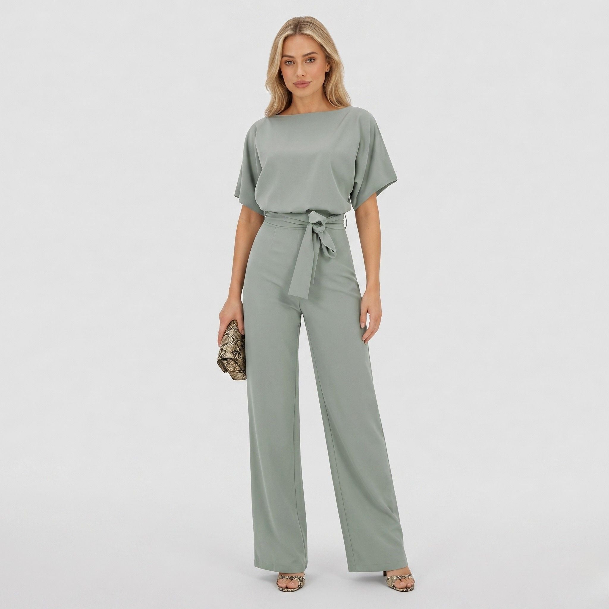 Women's Jumpsuit Tie Waist Wide Leg Relaxed Fit