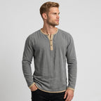 Men's Henley Shirt Long Sleeve Regular Fit