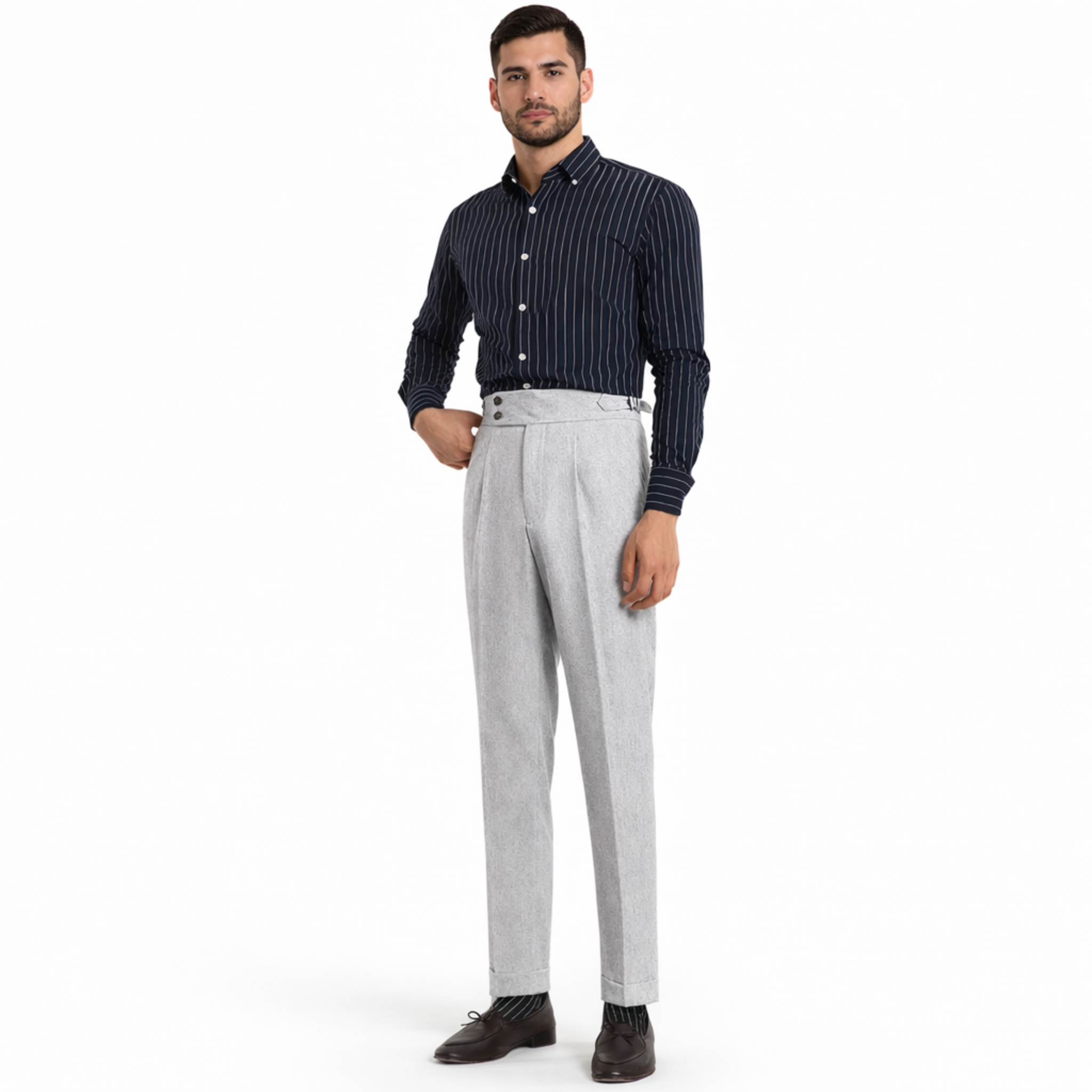 Monterelle | Men’s Linnen Blend Dress Trousers Tailored Fit for Business
