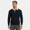 Men's Knit Polo Long Sleeve Contrast Collar Regular Fit