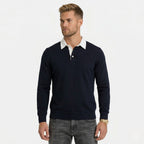 Men's Knit Polo Long Sleeve Contrast Collar Regular Fit