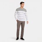Men's Stripe Jumper Crew Neck Colour Block Regular Fit