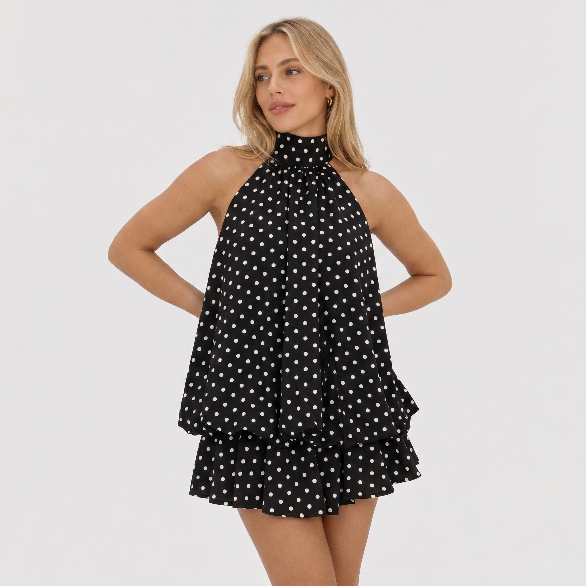 Women's Mini Dress Halter Neck Polka Dot