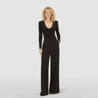 Women's V-Neck Top V-Neck Structured Shoulder Long Sleeve