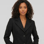 Women's Wool-Blend Coat Longline Flap Pockets Tailored Fit