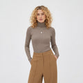 Women's Ribbed Skivvy Jumper Neck Ribbed Long Sleeve