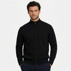 Men's Knit Cardigan Wool-Blend Zip Funnel Neck Regular Fit