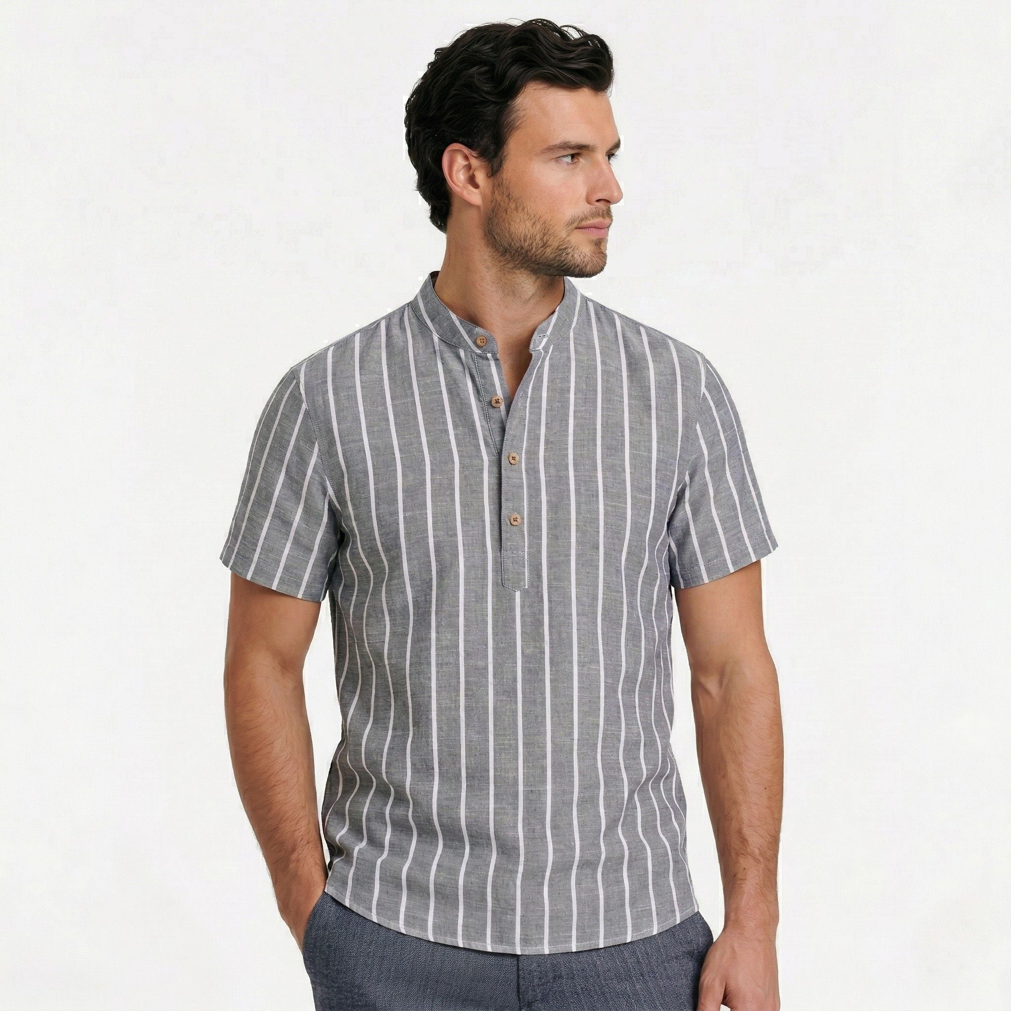 Monterelle | Men’s Striped Short Sleeve Shirt Lightweight Summer Cotton