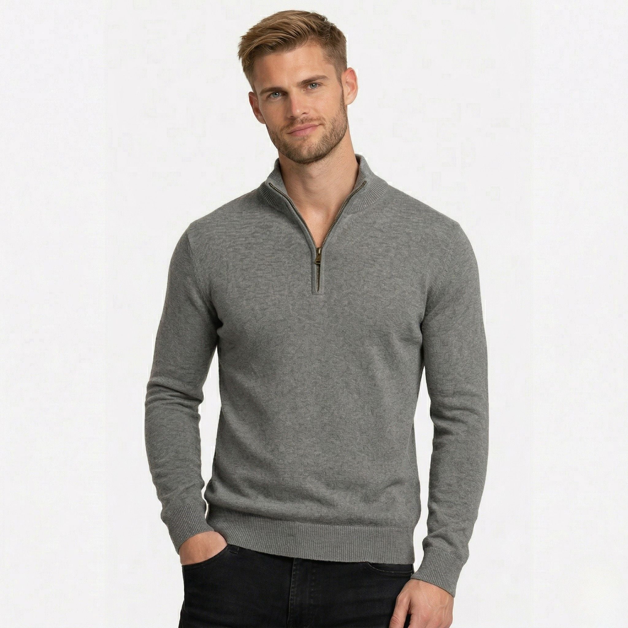 Men’s Zip Up Jumper Comfortable Knit for Daily Wear