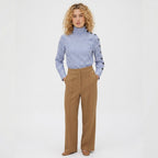 Women's Skivvy Neck Shirt Buttoned Long Sleeve