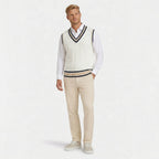 Men's Classic Knit Jumper V Neck Cable Wool Business Wear
