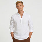 Men's Henley Shirt Long Sleeve Mandarin Collar Regular Fit