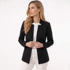 Women's Blazer Collarless Open-Front Longline Tailored Fit