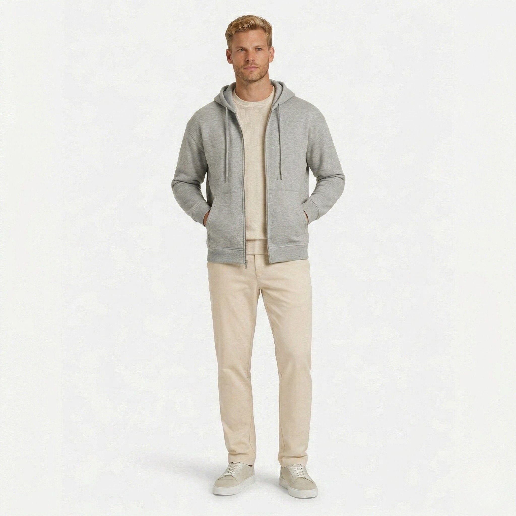 Men's Full-Zip Hoodie Drawstring with Kangaroo Pockets Regular Fit