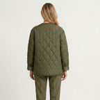 Women's Quilted Jacket Snap-Button Relaxed Fit