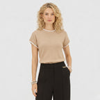 Women's Knit Jumper Short Sleeve Crew Neck Relaxed Fit