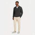 Men's Knit Polo Ribbed Quarter-Zip Relaxed Fit