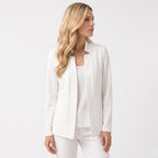 Women's Blazer Collarless Open-Front Longline Tailored Fit
