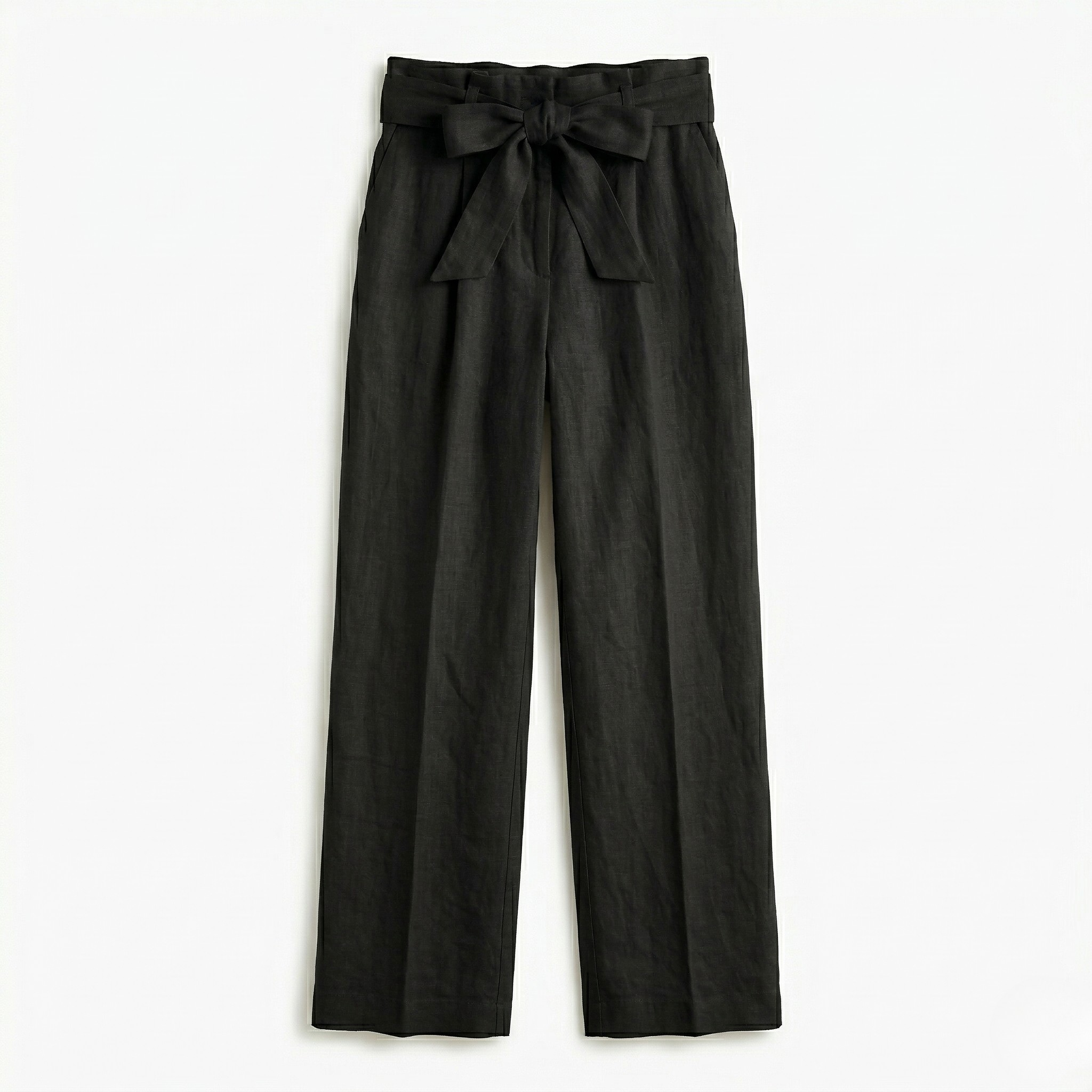 Women's Linen Trousers Tie-Belt Wide-Leg Fit