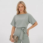 Women's Jumpsuit Tie Waist Wide Leg Relaxed Fit