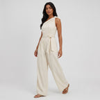 Women's Jumpsuit Dress Tie Waist Leg Relaxed Fit