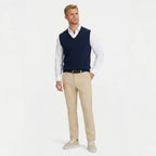 Men's Fine Knit Jumper Vest V-Neck Regular Fit