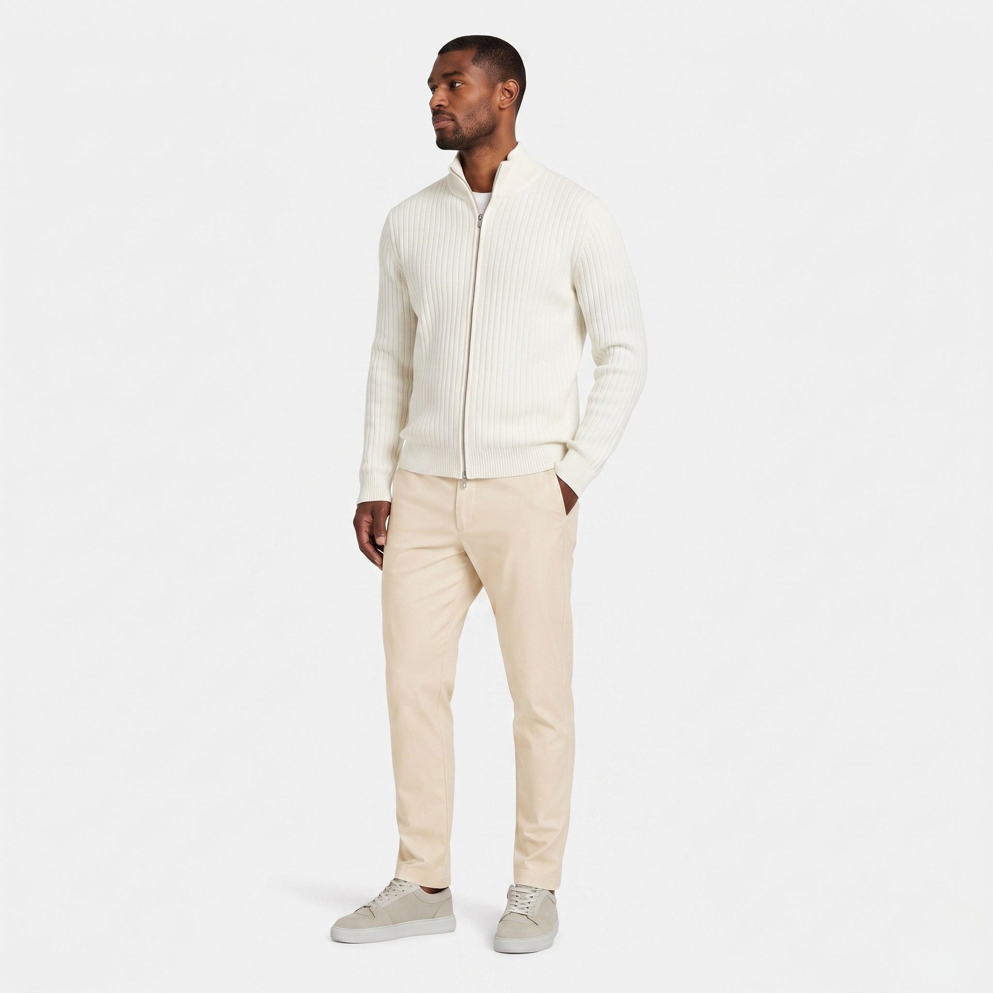 Men's Ribbed Cardigan Full-Zip Regular Fit
