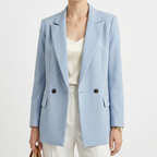 Women's Double-Breasted Blazer Peak Lapel Longline Tailored Relaxed Fit