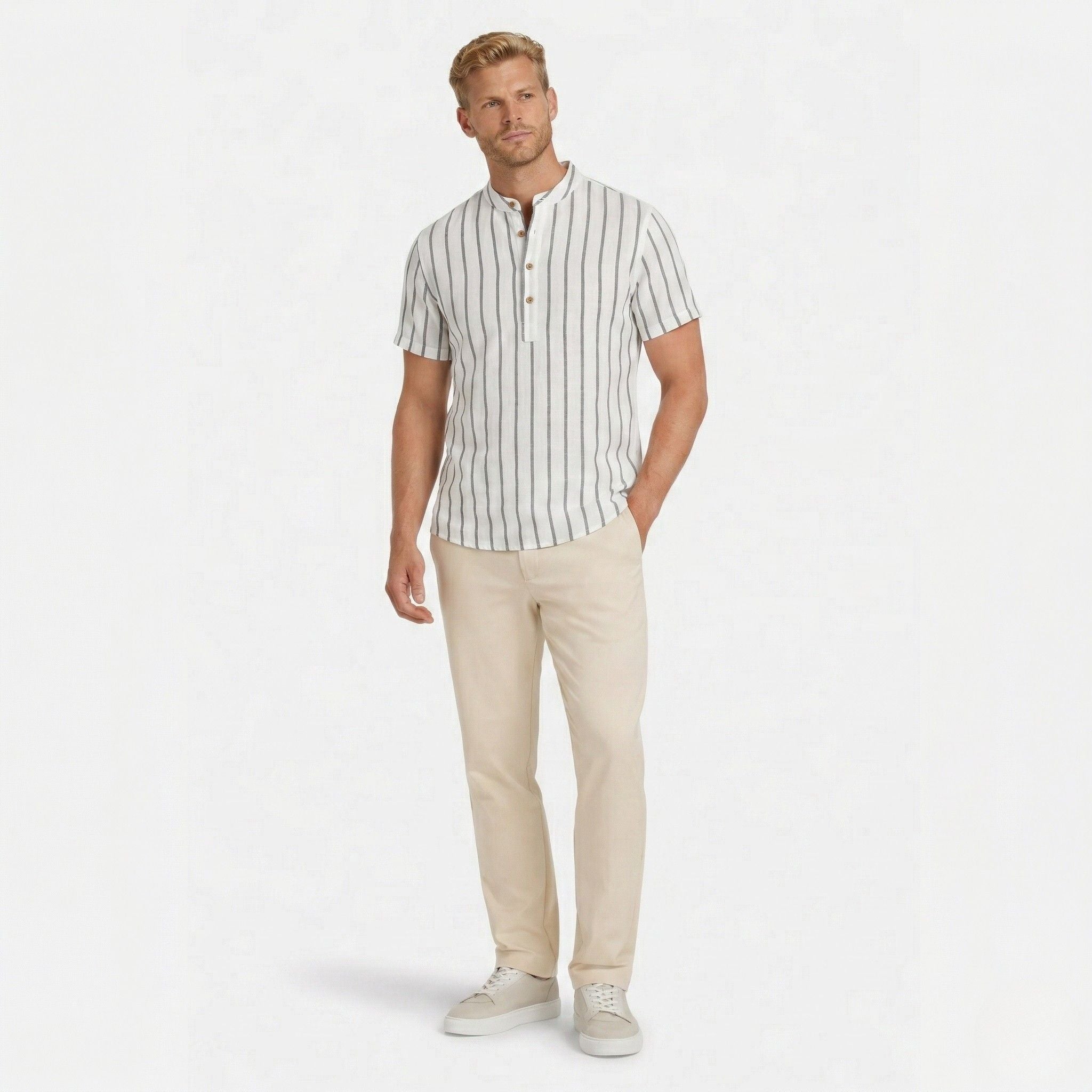 Monterelle | Men’s Striped Short Sleeve Shirt Lightweight Summer Cotton